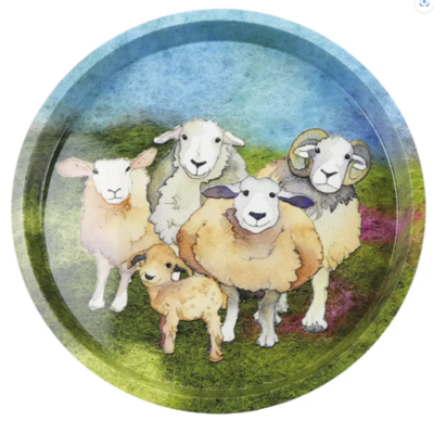 'Felted Sheep' Round Tin Tray by Emma Ball