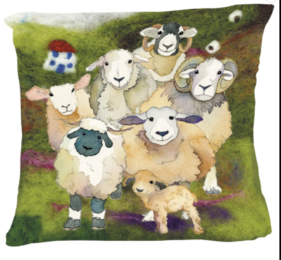 'Felted Sheep' Velvet Cushion by Emma Ball
