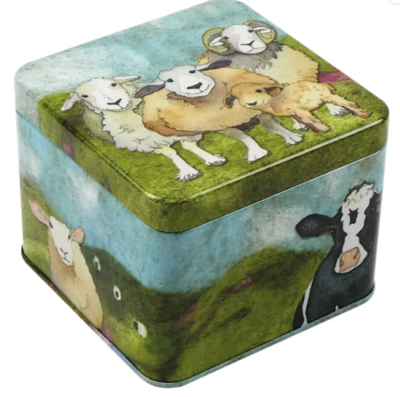 'Felted Sheep' Square tin by Emma Ball
