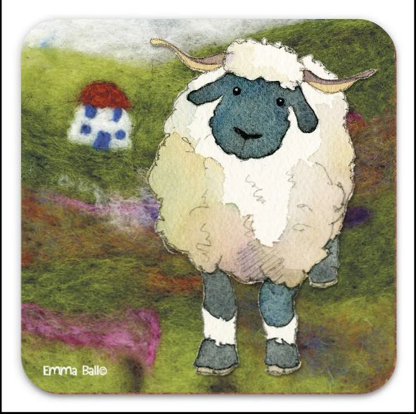 Sheep and Cottage  - Coaster by Emma Ball