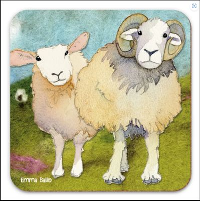 Two Sheep  - Coaster by Emma Ball