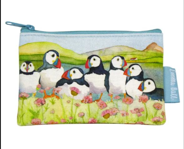 Sea Thrift Puffins Purse by Emma Ball