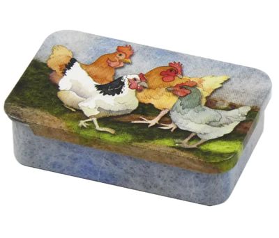 'Felted Chickens'  Pocket tin by Emma Ball