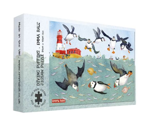 Diving Puffins  -  Jigsaw by Emma Ball