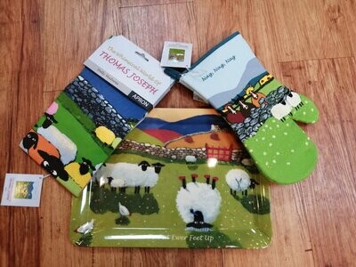 Trays, aprons, tea-towels and more