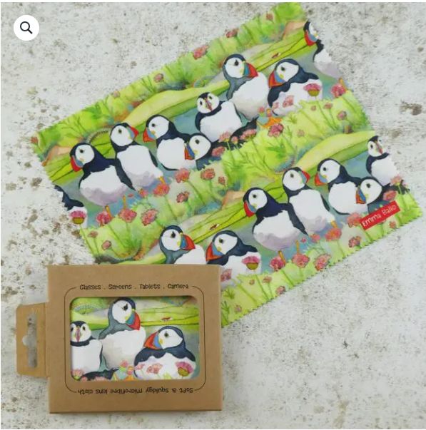 Sea Thrift Puffins Lens Cloth Box by Emma Ball Sea Thrift Puffins Lens Cloth Box by Emma Ball