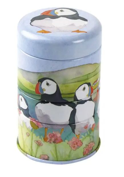 Sea Thrift Puffins Mini Stacker |Tin by Emma Ball Sea Thrift Puffins Mini Stacker |Tin by Emma Ball