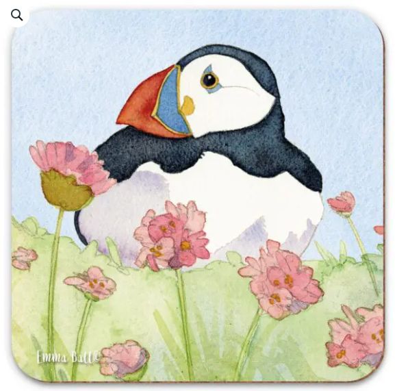 Sea Thrift Puffins - Coaster III by Emma Ball Sea Thrift Puffins - Coaster III by Emma Ball