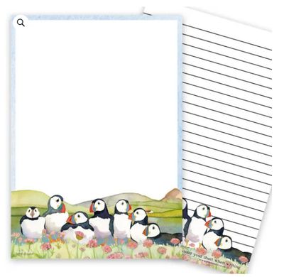 Sea Thrift Puffins A5 Writing Pad by Emma Ball Sea Thrift Puffins A5 Writing Pad by Emma Ball