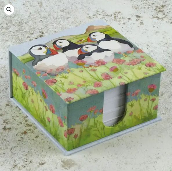 Sea Thrift Puffins Memo Box by Emma Ball