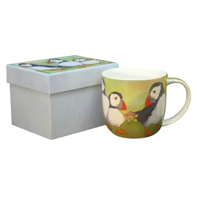 Puffins - Bone China cup with gift box by Emma Ball