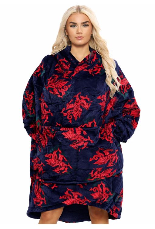 Over-sized Navy Sherpa Fleece Hoodie - Adult Size