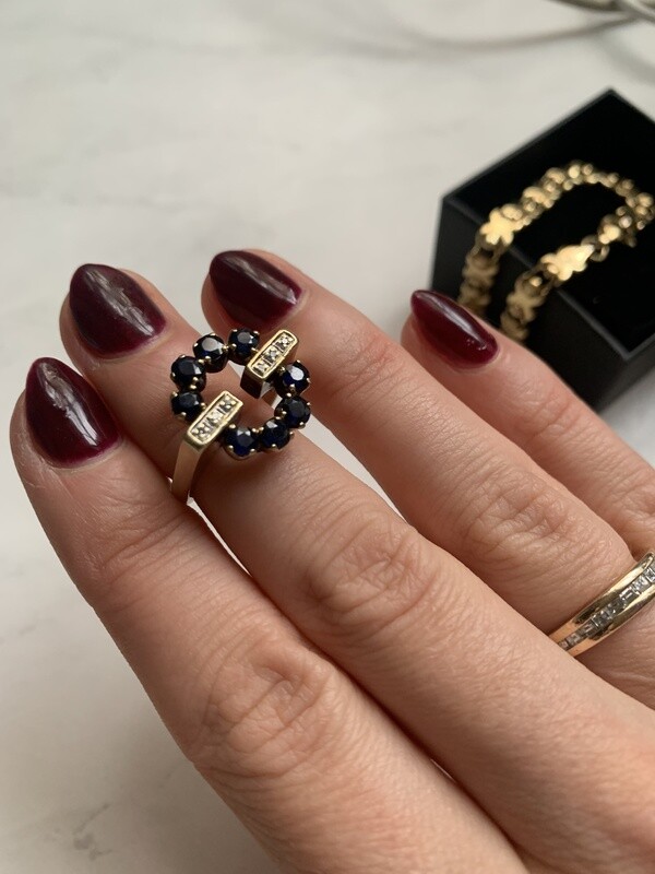 EMILIA- Vintage 14k Gold Diamond and Sapphire Ring