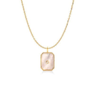 10k Gold Mother of Pearl Evil Eye Pendant Necklace