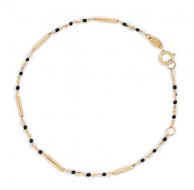 10k Gold Bar Bracelet with Enamel Beads
