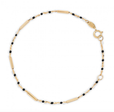 10k Gold Bar Bracelet with Enamel Beads