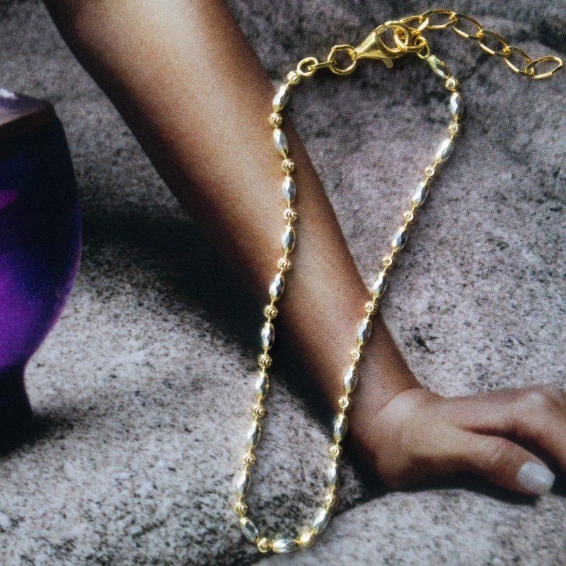 LUNA- Multi Colour Sterling Silver and Gold Vermeil Oval and Moon Bracelet