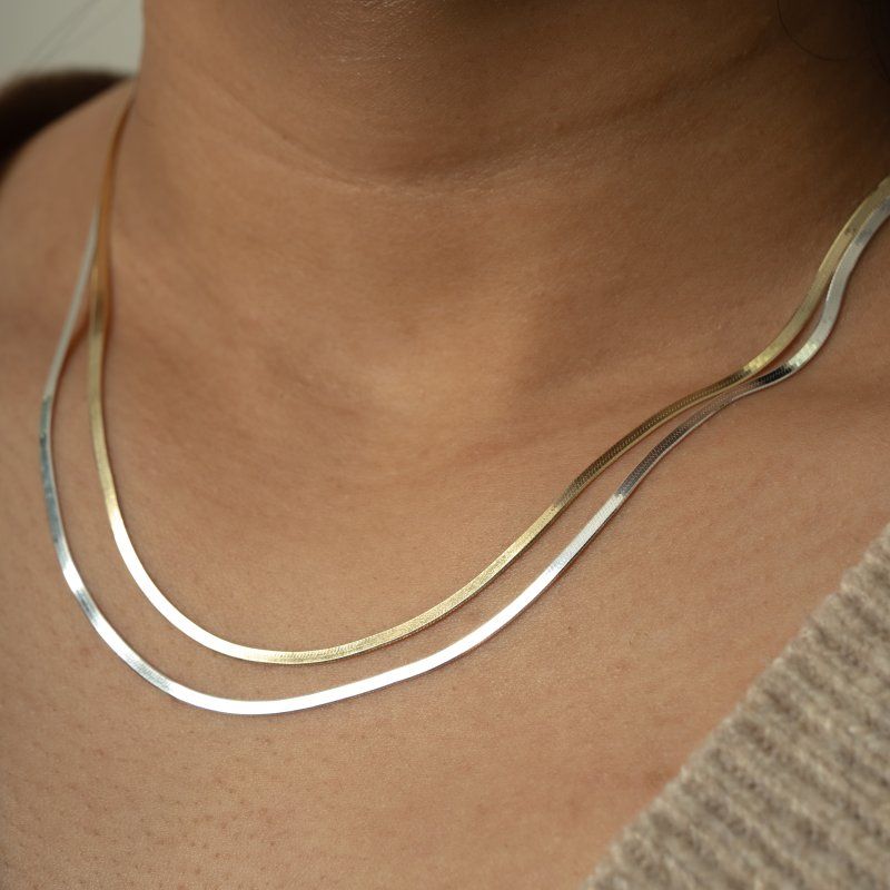 FRANCESCA- Gold Vermeil Herringbone Necklace