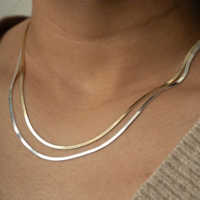 FRANCESCA- Gold Vermeil Herringbone Necklace