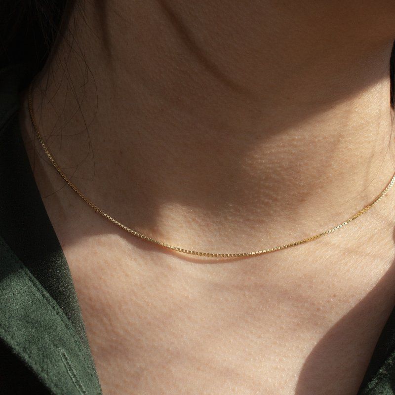 ALEXANDRA- 0.8mm Gold Vermeil Baby Box Chain