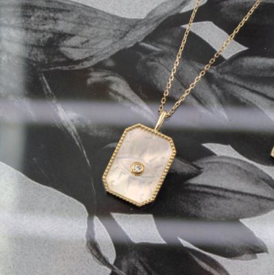 ANOUK- 10k Gold Mother of Pearl Evil Eye Pendant Necklace