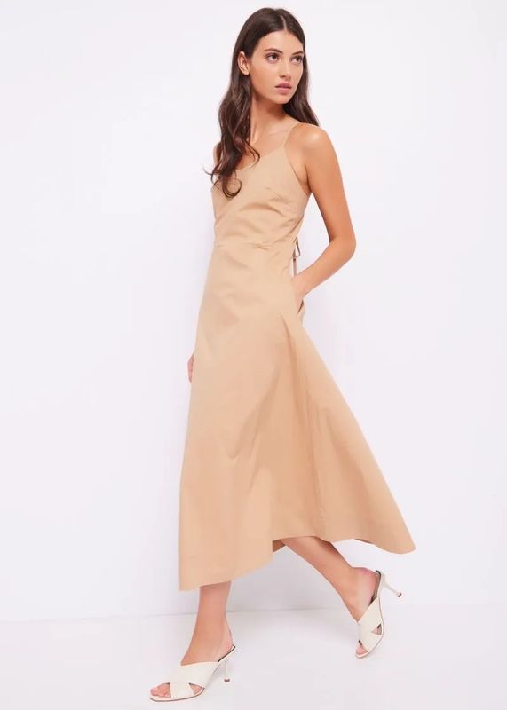 Vestido camel popelin midi