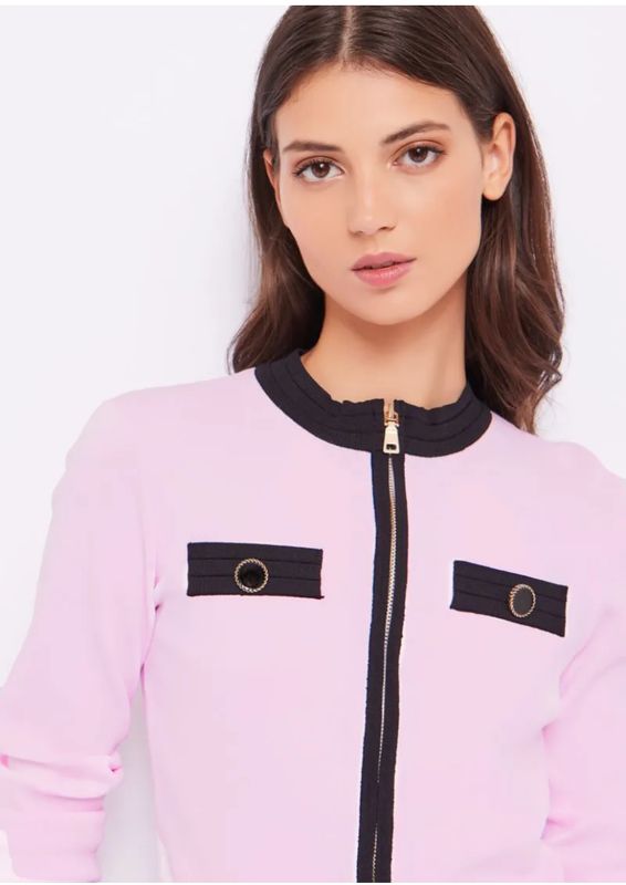 Chaqueta punto rosa #chanel cremallera