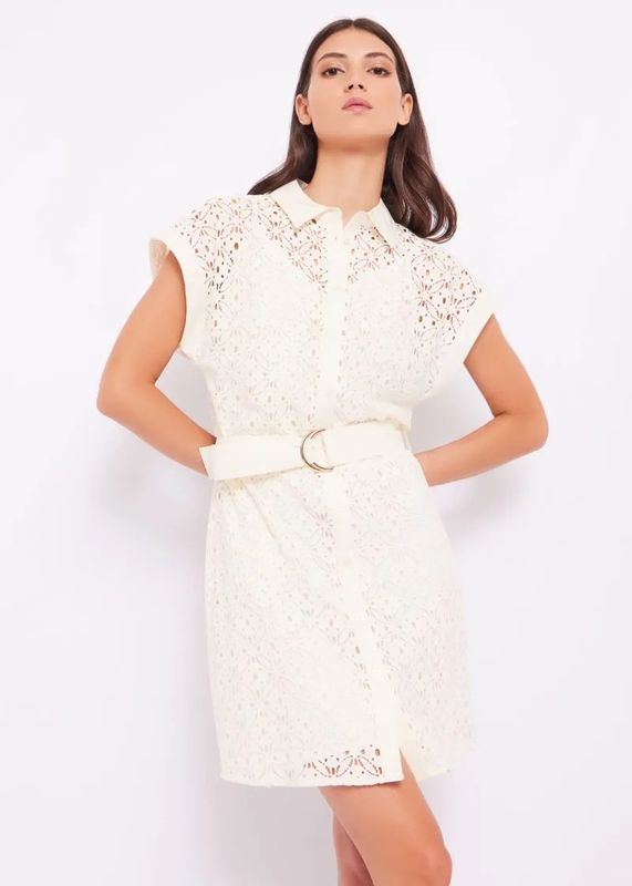 Vestido camisero croché strech