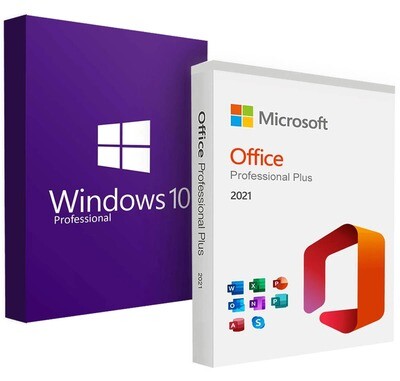 Microsoft Office 2021 Professional Plus (No Mac) + Windows 10 Professional License for 1 PC