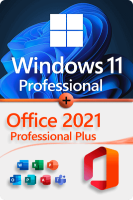 Microsoft Office 2021 Professional Plus (No Mac) + Windows 11 Professional License for 1 PC