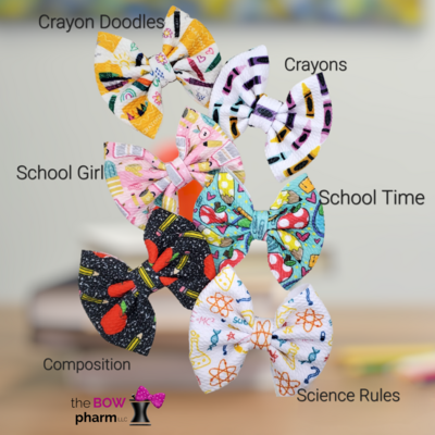 Back To School 4 Inch Liverpool Fabric Bows