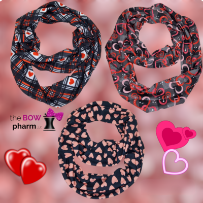 Hearts Ribbed Knit Infinity Scarves Collection