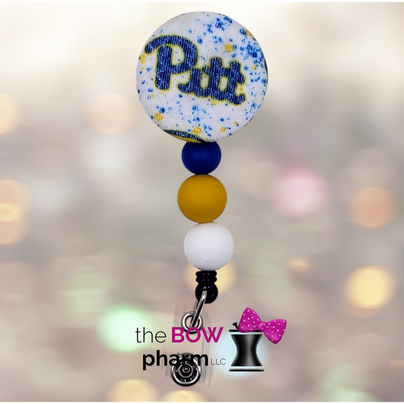 PITT Button Beaded Badge Reel