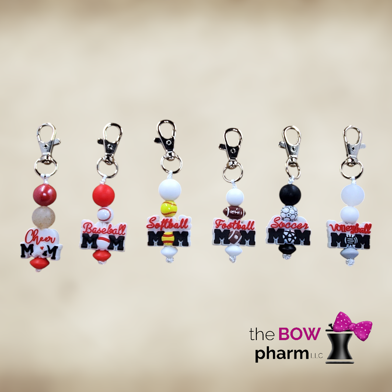 Sports Mom Silicone Beaded Purse/Bag Charms