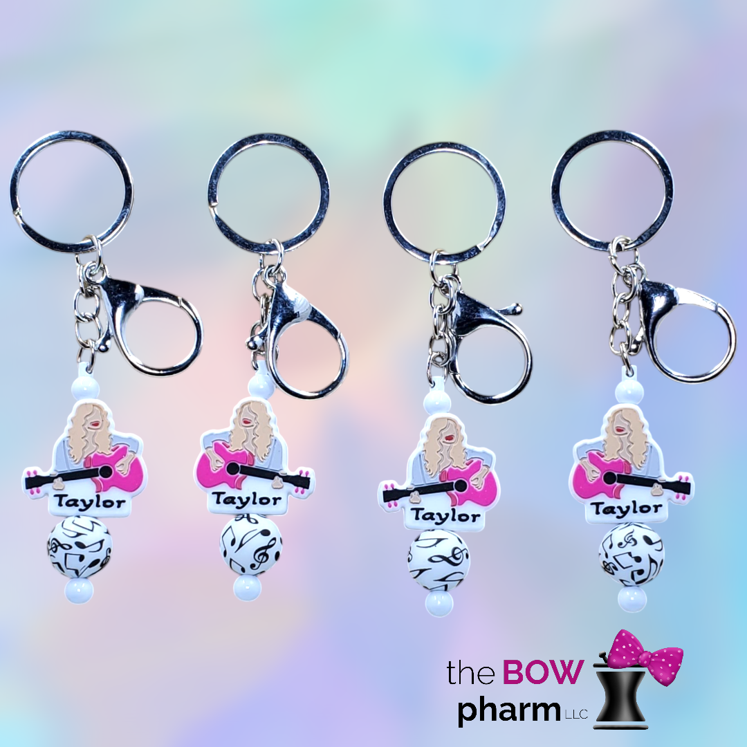 Singer Silicone Beaded Bar Keychain