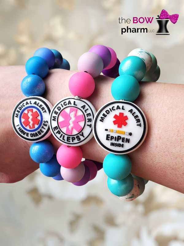 Medical Alert Silicone Beaded Wristlets