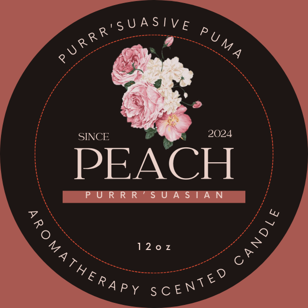 Peach Purr'suasian Essential Oil Soy Candle 12oz Peach Purr'suasian Essential Oil Soy Candle 12oz