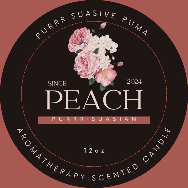 Peach Purr'suasian Essential Oil Soy Candle 12oz