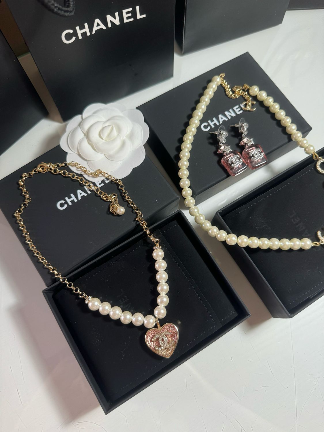 Collana cuore rosa strass