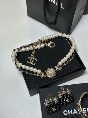 Collana 2 giri perla/pelle