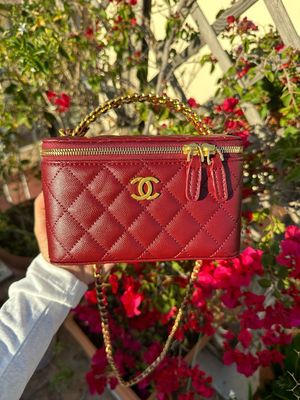 Borsa vanity manico scritta