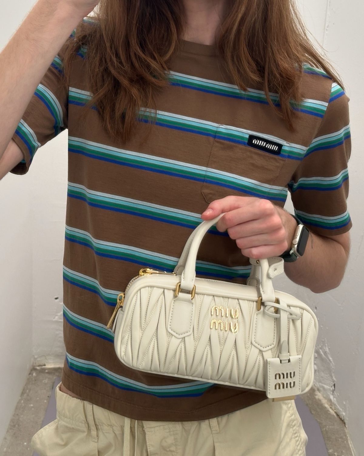 Borsa bauletto miu crema
