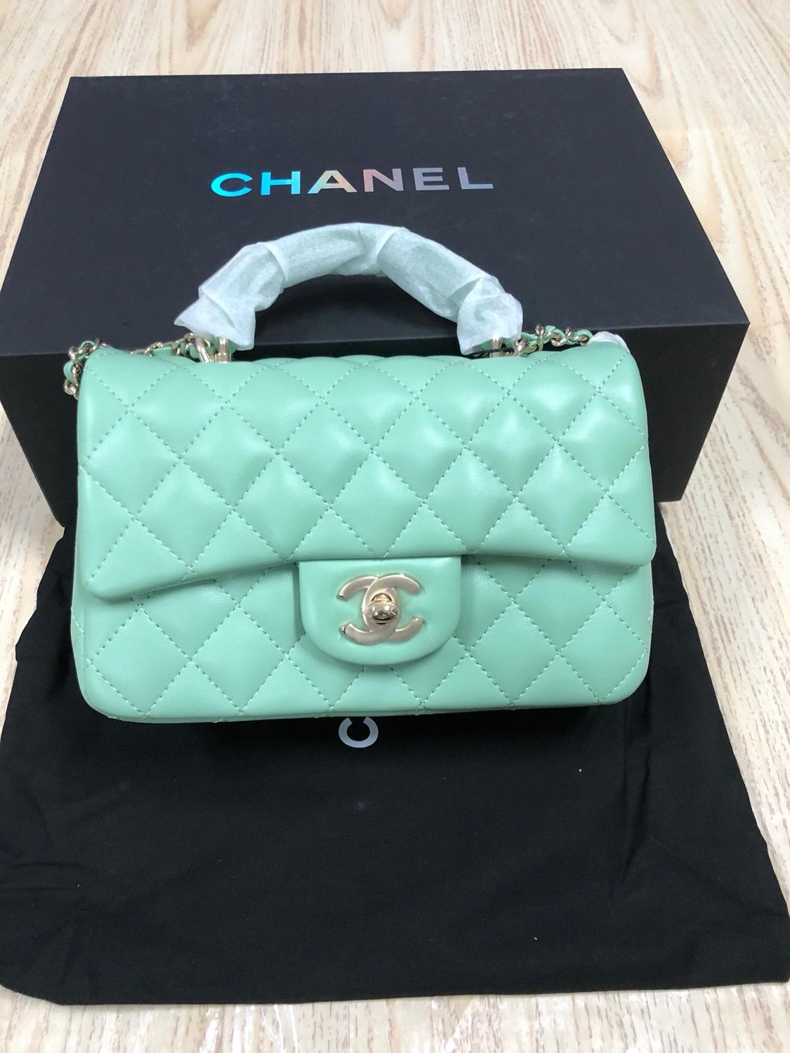 Borsa cc manico turchese