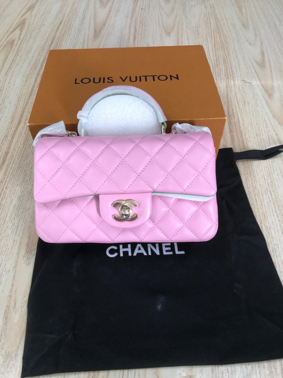 Borsa cc manico rosa shock