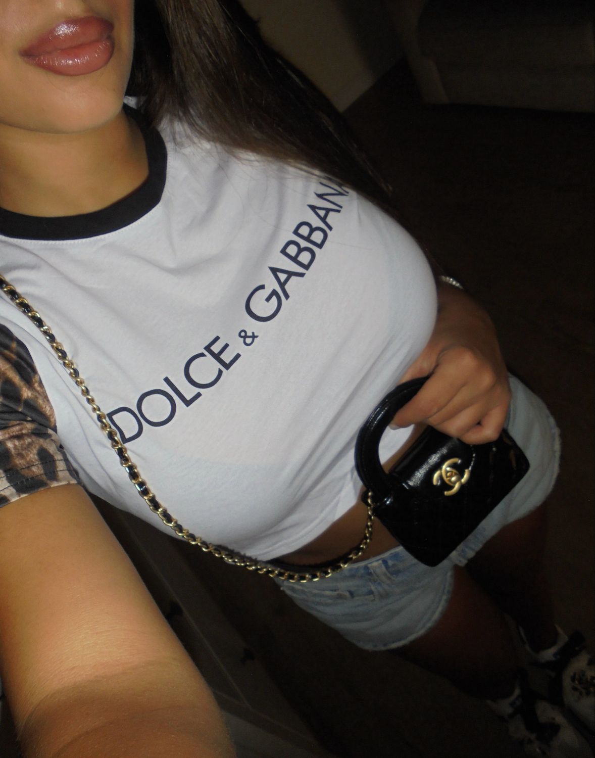T-shirt crop dolce animalier