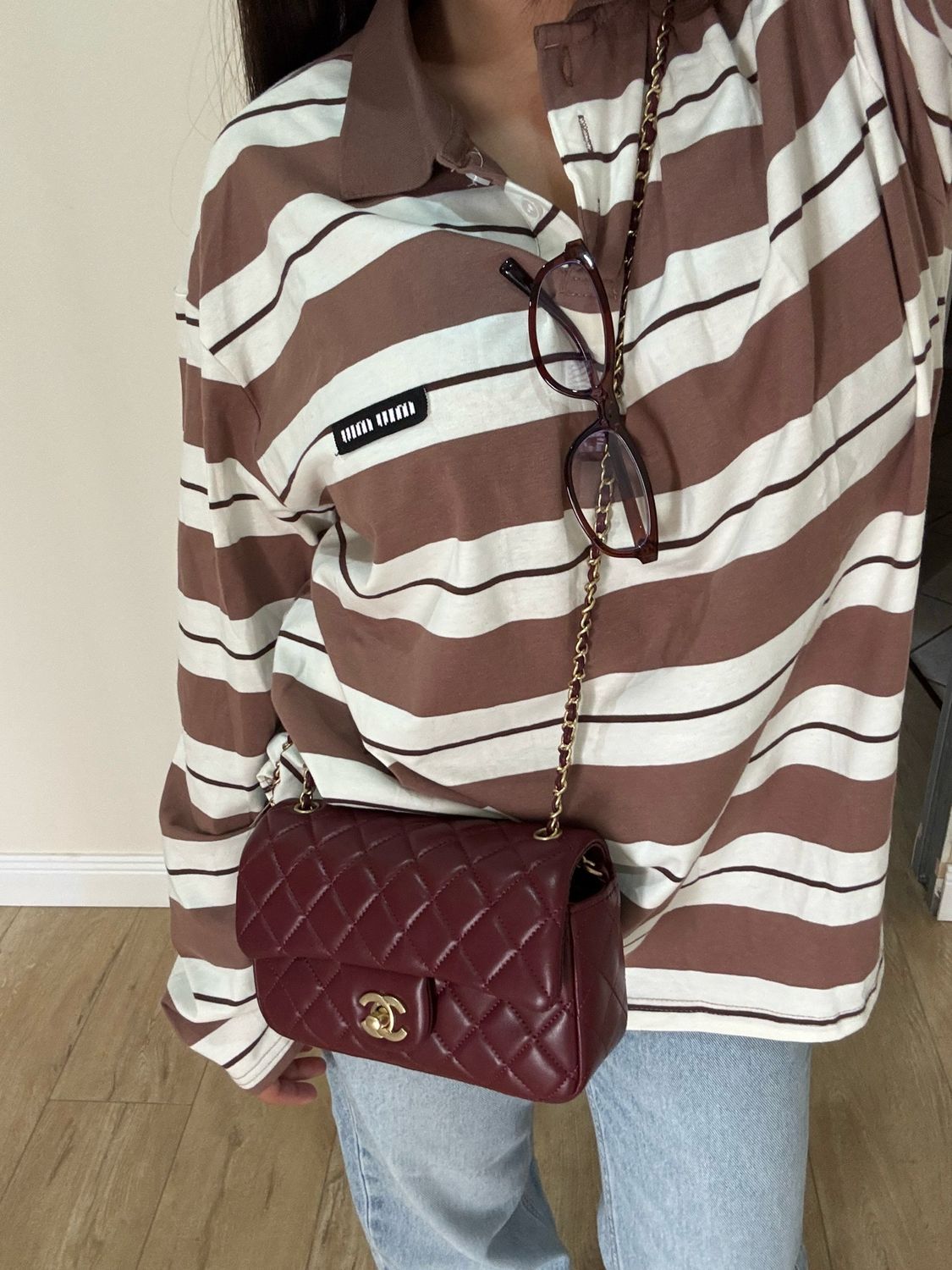 Maglia miu righe marrone