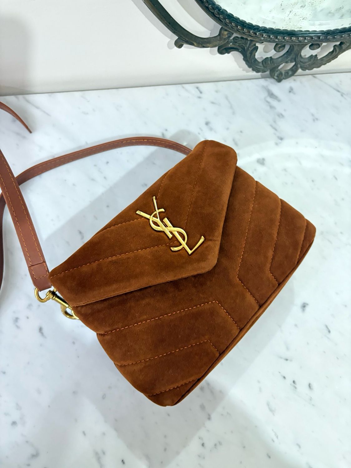 Borsa Ysl camoscio marrone