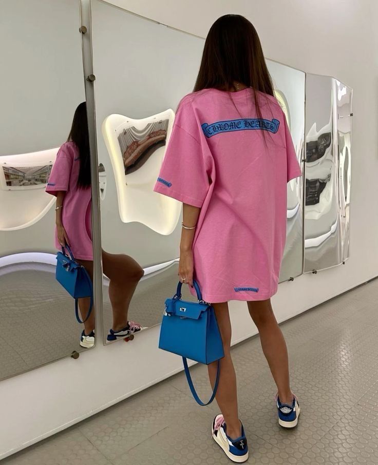 T-shirt Chrom rosa e blu 