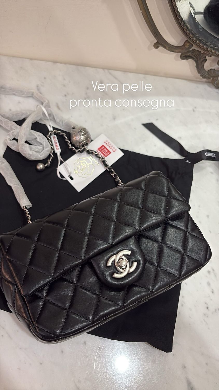 Borsa cha pallina nera argento