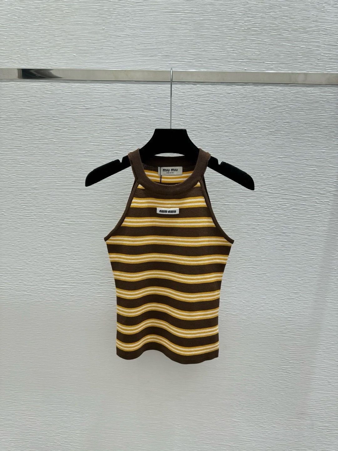 Top Miu righe giallo marrone